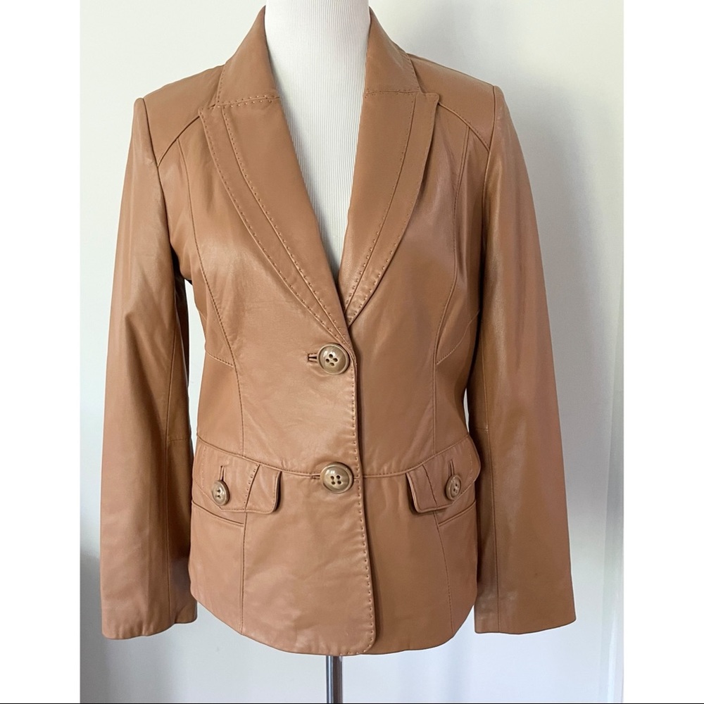 New! BERNARDO Cognac Leather Jacket Size Small - Picture 12 of 15